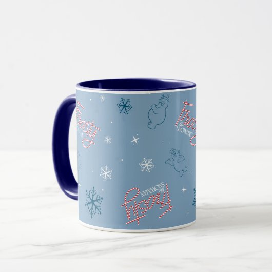 Frosty the Snowman Blue Snowflake Pattern Mok (Voorkant links)