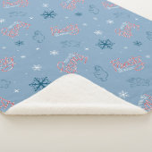Frosty the Snowman Blue Snowflake Pattern Sherpa Deken (3/4)