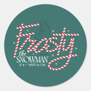 Frosty the Snowman Candy Cane Logo Ronde Sticker