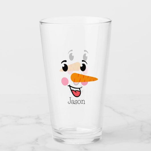 Frosty the Snowman Happy Face Glas (Voorkant)