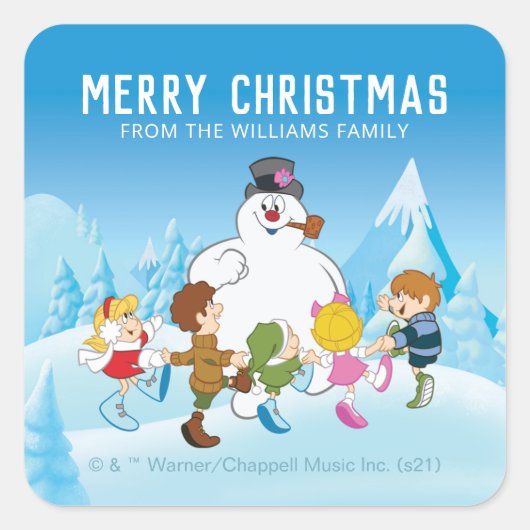 Frosty the Snowman™| Personalized Christmas Vierkante Sticker (Voorkant)
