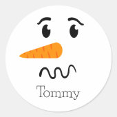 Frosty the Snowman Verwarren Gezicht Ronde Sticker (Voorkant)