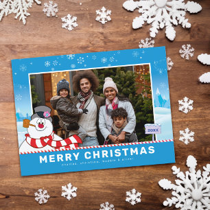 Frosty The Snowman Vrolijk Kerstfeest Familie Fo Feestdagenkaart