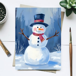 Frosty the Snowman   Winter Watercolor Schilderij Briefkaart