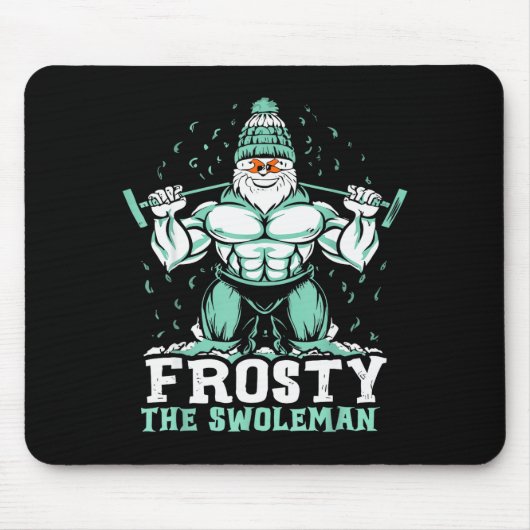 Frosty The Swoleman Funny Buff Swole Snowman Gym M Muismat (Voorkant)