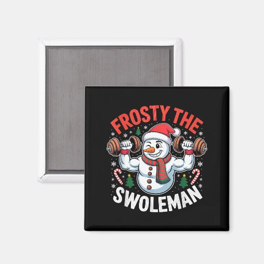 Frosty The Swoleman Funny Gym Swole Bro Snowman  Magneet (Voorkant / Achterkant)