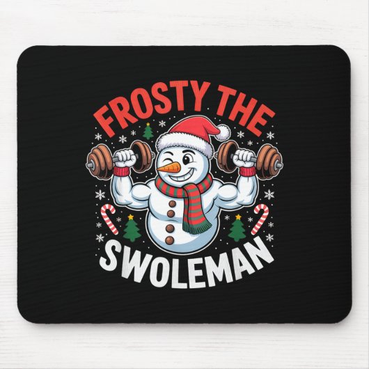 Frosty The Swoleman Funny Gym Swole Bro Snowman Muismat (Voorkant)