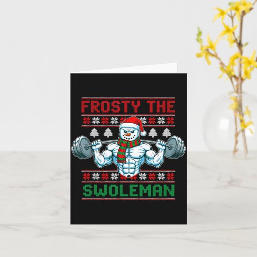 Frosty The Swoleman Ugly Christmas Sweater Funny S Kaart (Gele Bloem)