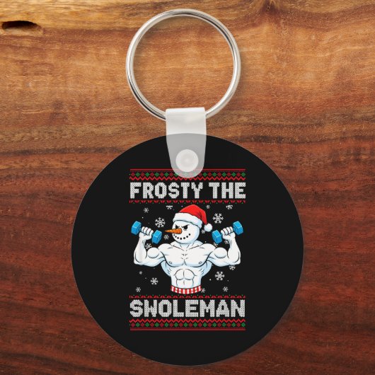 Frosty The Swoleman Ugly Christmas Sweater Funny S Sleutelhanger (Voorkant)