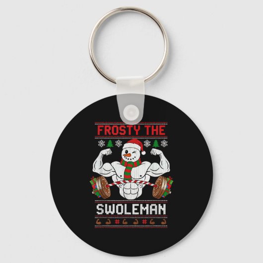 Frosty The Swoleman Ugly Christmas Sweater Funny X Sleutelhanger (Voorkant)