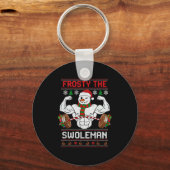 Frosty The Swoleman Ugly Christmas Sweater Funny X Sleutelhanger (Voorkant)