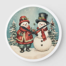 Frosty Time -  sneeuwman kerst Grote Klok