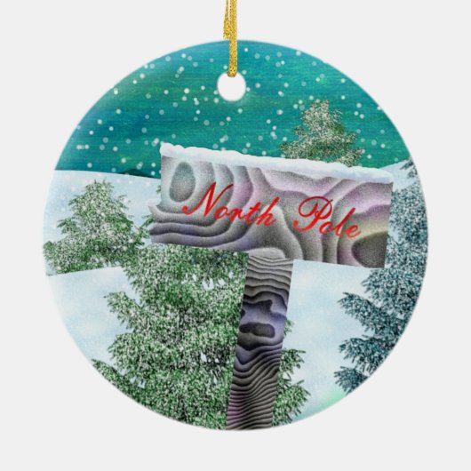 Frosty Town Kerstmis GEPERSONALISEERDE CIRKEL ALLE Keramisch Ornament (Achterkant)