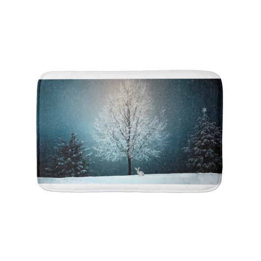 Frosty tree in de avond badmat (Voorkant)