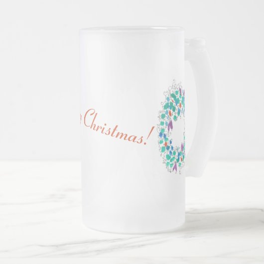 Frosty Vrolijk Kerstkrans Matglas Bierpul (Voorkant rechts)