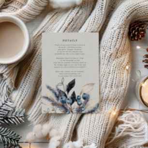 Frosty Winter Bloemen Bruiloft Info Kaart