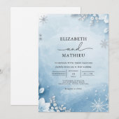 Frosty Winter Bloemen bruiloft Kaart (Voorkant / Achterkant)