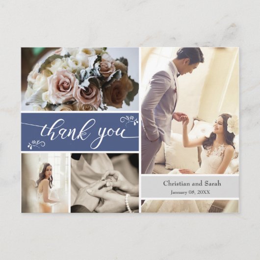 Frosty Winter Blue Wedding Bedankt Briefkaart (Voorkant)