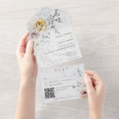 Frosty Winter Deel Floral Modern QR Code All In One Uitnodiging (Afscheurbaar)