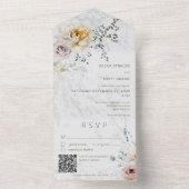 Frosty Winter Deel Floral Modern QR Code All In One Uitnodiging (Binnen)