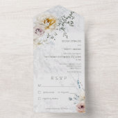 Frosty Winter Pastel Bloemen Modern Geen Diner All In One Uitnodiging (Binnen)