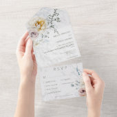 Frosty Winter Pastel Floral Modern Drie Diner All In One Uitnodiging (Afscheurbaar)