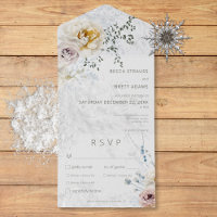 Frosty Winter Pastel Floral Modern Drie Diner