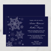Frosty Winter Snowflake Wedding-uitnodiging Kaart (Voorkant / Achterkant)