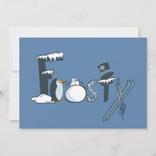 Frosty Word Art Flat Christmas Kaart (Voorkant)