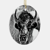 Frosty Yellowstone Bison Keramisch Ornament (Rechts)