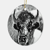 Frosty Yellowstone Bison Keramisch Ornament (Links)