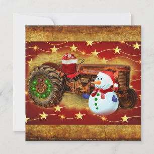 Frosty's Rode Tractor kerst Feestdagenkaart