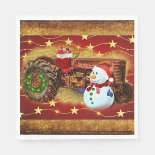 Frosty's  Rode Tractor kerst Servet