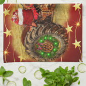 Frosty's Rode Tractor kerst Theedoek (Gevouwen)