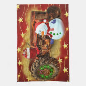 Frosty's Rode Tractor kerst Theedoek (Verticaal)