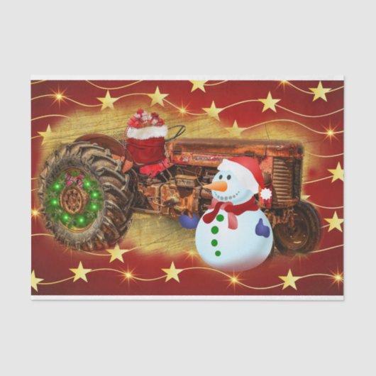 Frosty's Rode Tractor kerst Tissuepapier (Voorkant)
