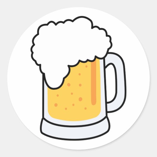 Frothy Cartoon Glas Bier Mok met Bier Ronde Sticker (Voorkant)