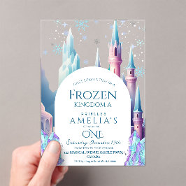 Frozen 1st Birthday Cartoon Castle Acryl Uitnodigingen