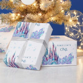 Frozen 1st Birthday Cartoon Castle First Birthday  Cadeaupapier