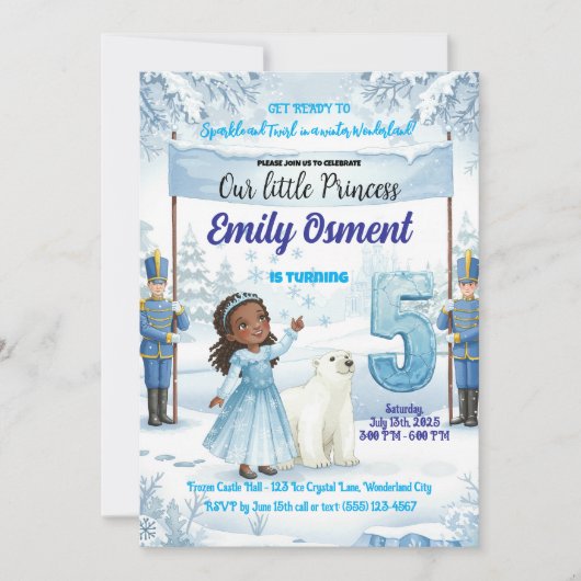 Frozen 5th Birthday Invitation Kaart (Voorkant)