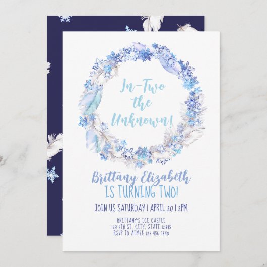 Frozen Birthday Invitation 2nd Birthday Frozen Inv (Devant / Derrière)