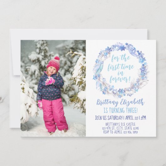 Frozen Birthday Photo Invitation N'importe quel âg (Devant)