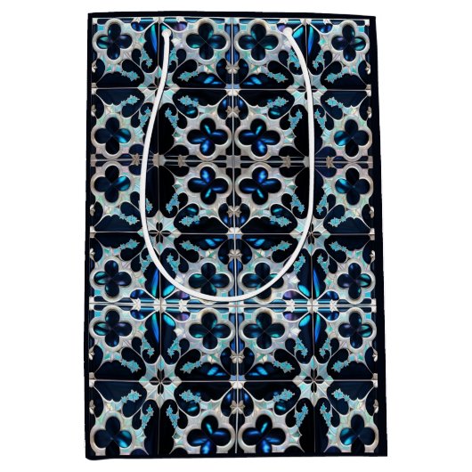 Frozen -blue blauwgroen wit Winter en parel geïnsp Medium Cadeauzakje (Voorkant)