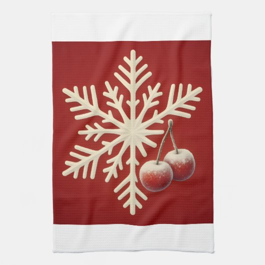 Frozen Cherry Snowflake – Winter Magic Design Theedoek (Verticaal)