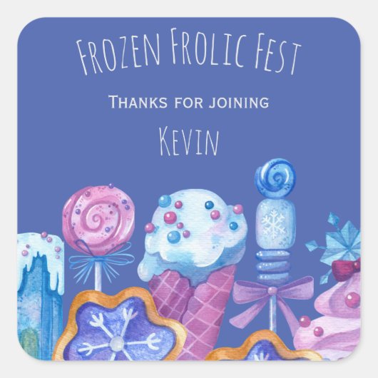 Frozen Delights Party Square Sticker (Voorkant)