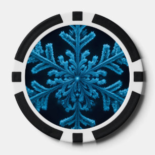 Frozen Elegance: ingewikkeld blauw sneeuwvlok ontw Poker Chips
