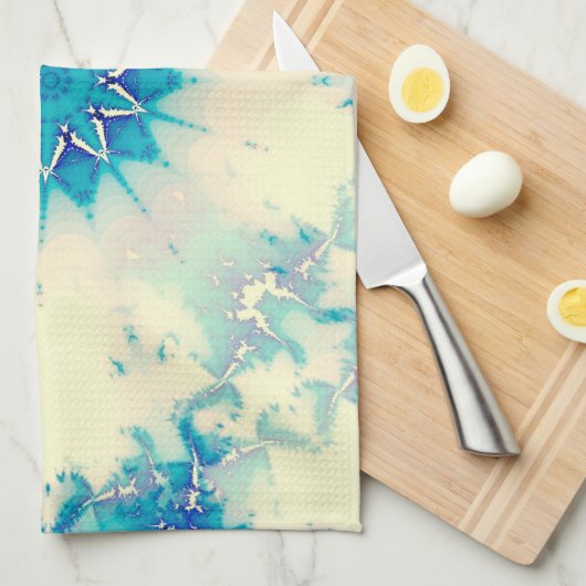 Frozen Frosty Blue Snowflake Winter Pattern Theedoek (Quarter Fold)