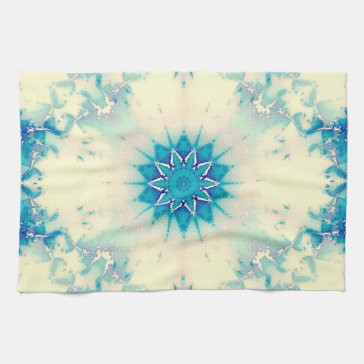 Frozen Frosty Blue Snowflake Winter Pattern Theedoek (Horizontaal)