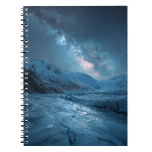 Frozen Galaxy Blue Starry Glacier Notitieboek