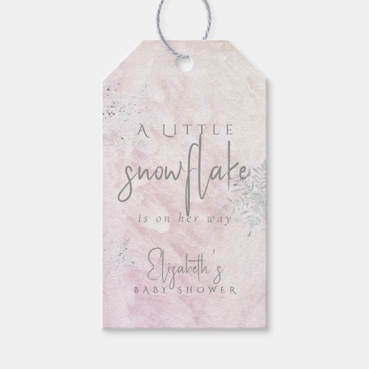 Frozen Little Snowflake Pink Girl Baby Shower Cadeaulabel (Voorkant)